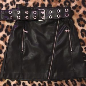 Leather Mini Skirt with Belt Super 80’s punk